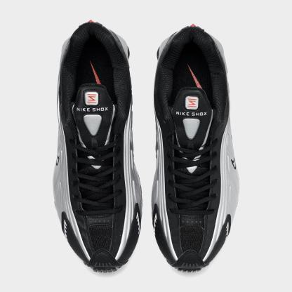 Men's Nithtke Shox R4 Casual Shoes - Metallic Silver/Black/Picante Red/Metallic Silver - Top view