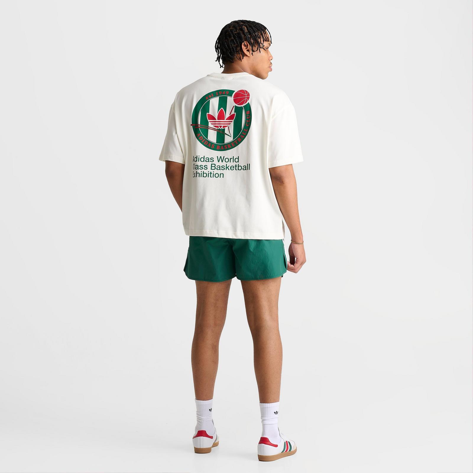 Men's adidas Originals Basketball Crest T-Shirt - White/Off White/Bold Green - view 2