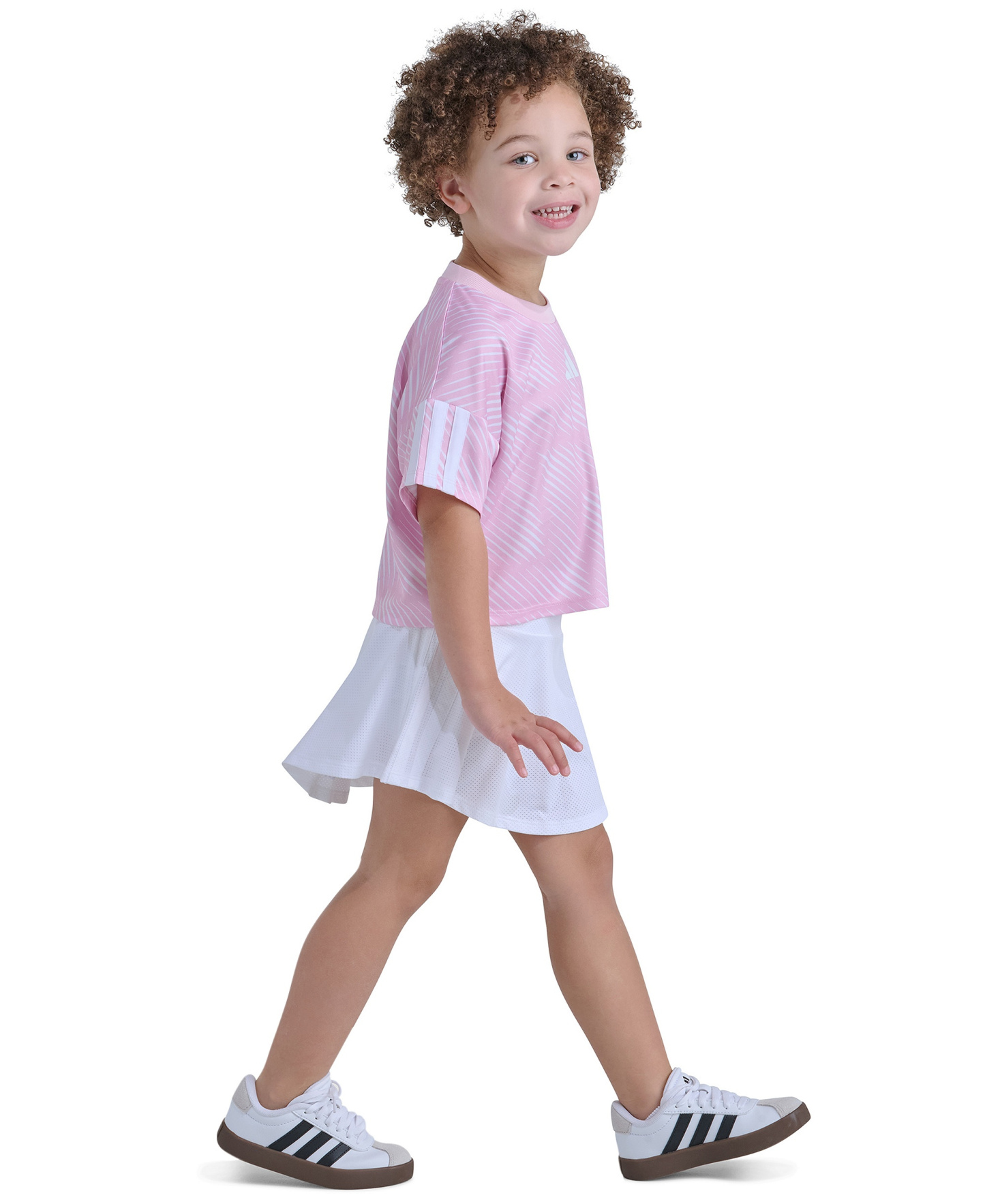 adidas Girls' 2T-6X Short-Sleeve Top & Skort, 2-Piece Set - Pink/Blue