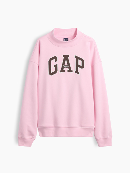VintageSoft Oversized Mockneck Logo Sweatshirt - Light pink
