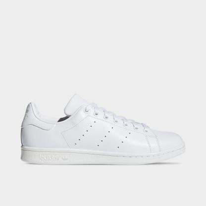Men's adidas Originals Stan Smith Casual Shoes - Cloud White/Cloud White/Cloud White - Left shoe facing left. Outside of the shoe.