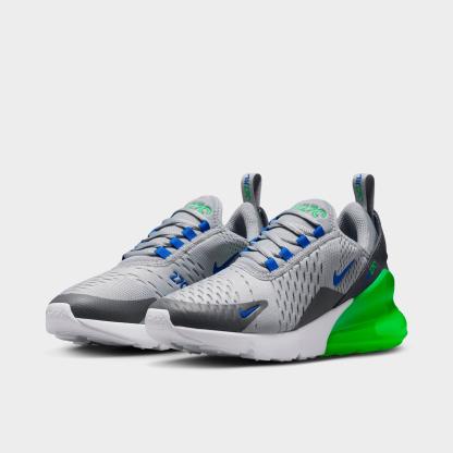 Big Kids' Nithtke Air Max 270 Casual Shoes - Wolf Grey/Smoke Grey/Green Spark/Racer Blue - Both shoes facing left