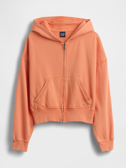 VintageSoft Terry Oversized Wedge Zip Hoodie - Tangerine orange