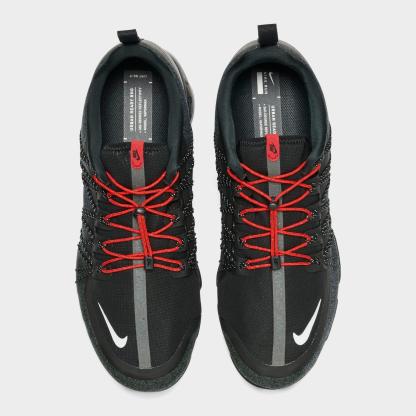 Men's Nithtke Air VaporMax Run Utility Running Shoes - Black/Reflective Silver/Anthracite/Habanero Red - Top view
