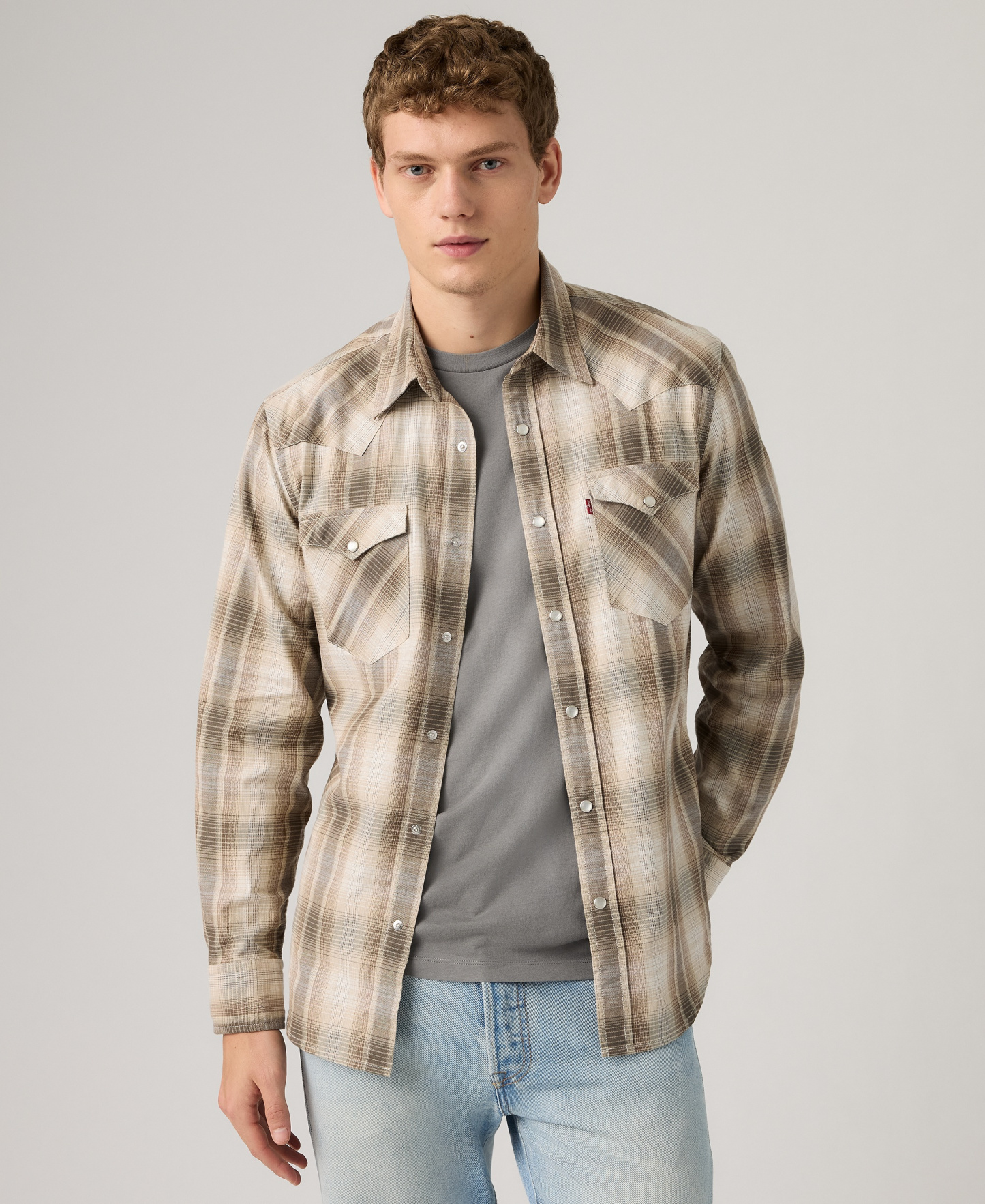 Levi's Men's Classic-Fit Western Shirt - Beige plaid