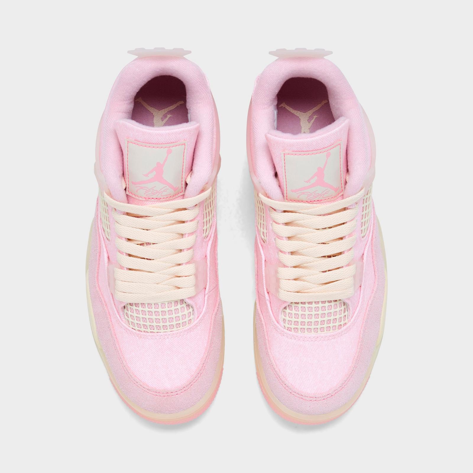 Women's Air Jordan Retro 4 Textile Casual Shoes - Pearl Pink/Iced Carmine/Coconut Milk/Muslin - view 5