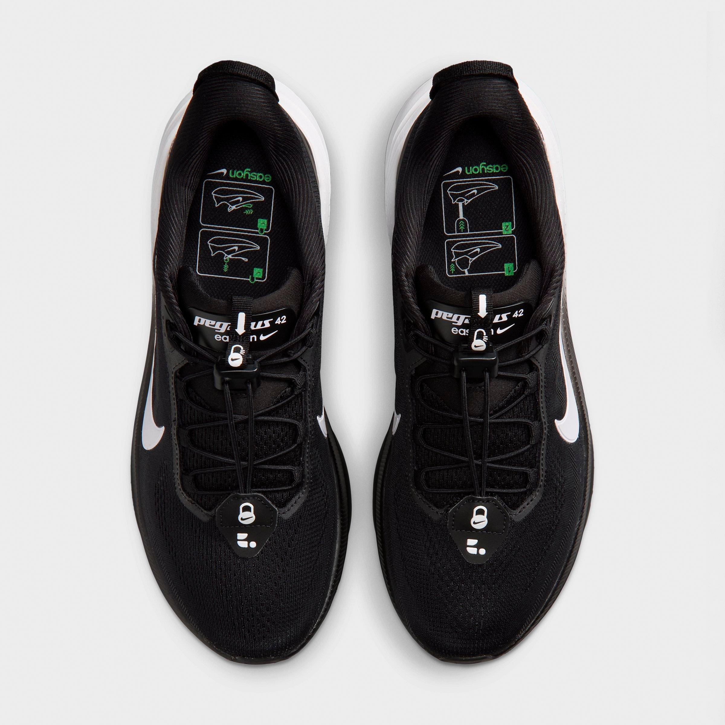 Men's Nithtke Pegasus 42 EasyOn Running Shoes - Black/Dark Smoke Grey/White - Top view