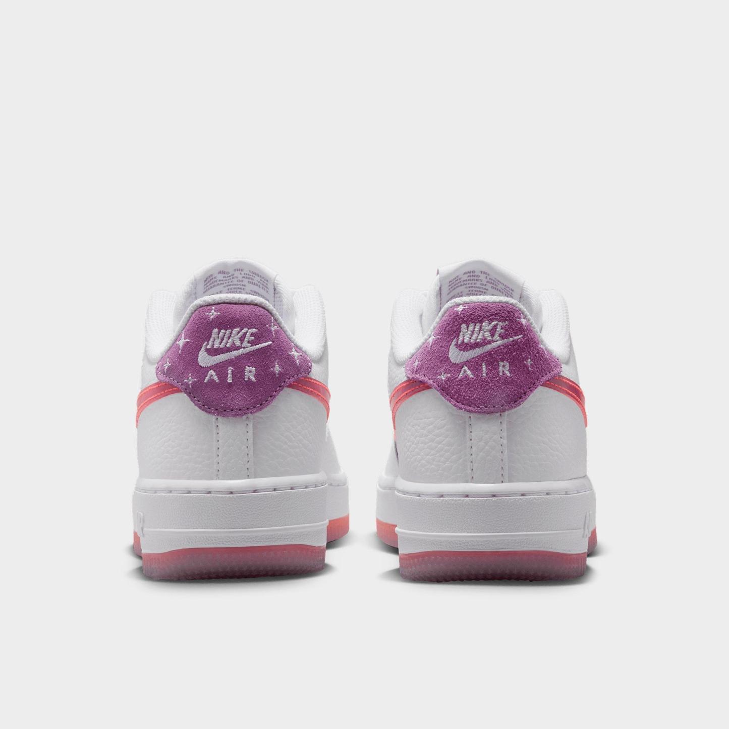 Big Kids' Nithtke Air Force 1 Low Casual Shoes - White/Turf Orange/Bright Violet - Back view
