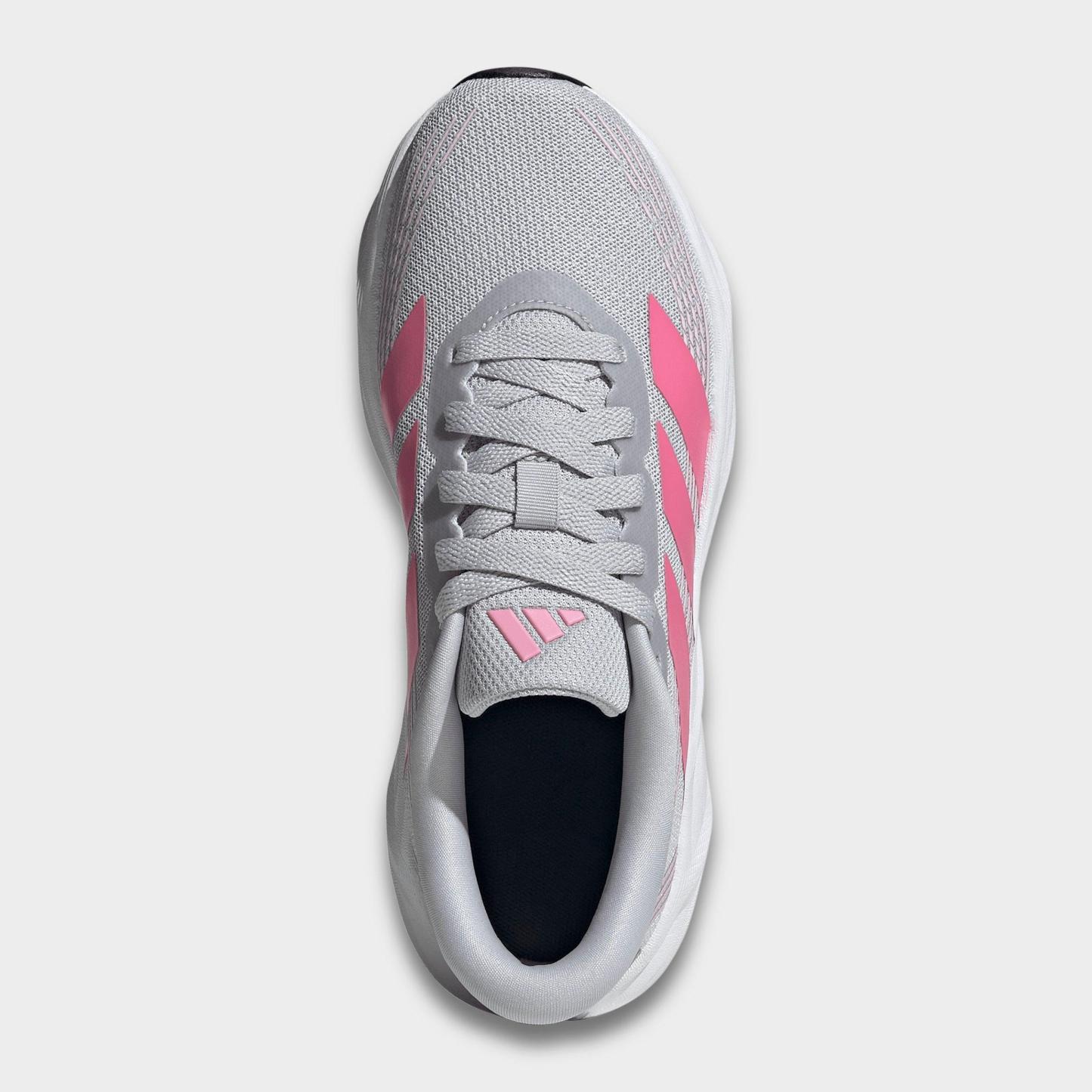 Big Kids' adidas Galaxy 8 Running Shoes - Light Solid Grey/Pink Fusion/Clear Pink - Top view
