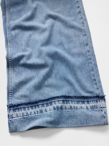 Mid Rise Denim Stripe Baggy Jeans - Medium wash
