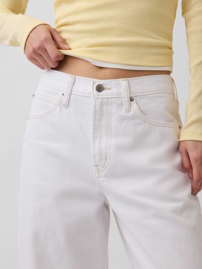 High Rise Crop Barrel Jeans - Fresh white