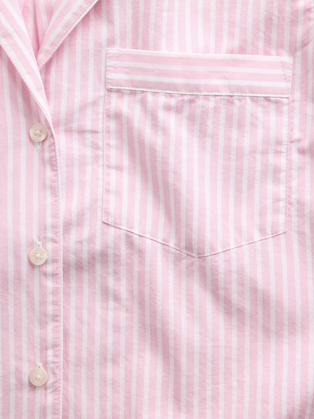Poplin Oversized Crop PJ Shirt - Pink stripe