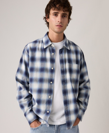 Levi's Men's Duboce Boxy Regular-Fit Overshirt - Blue/White