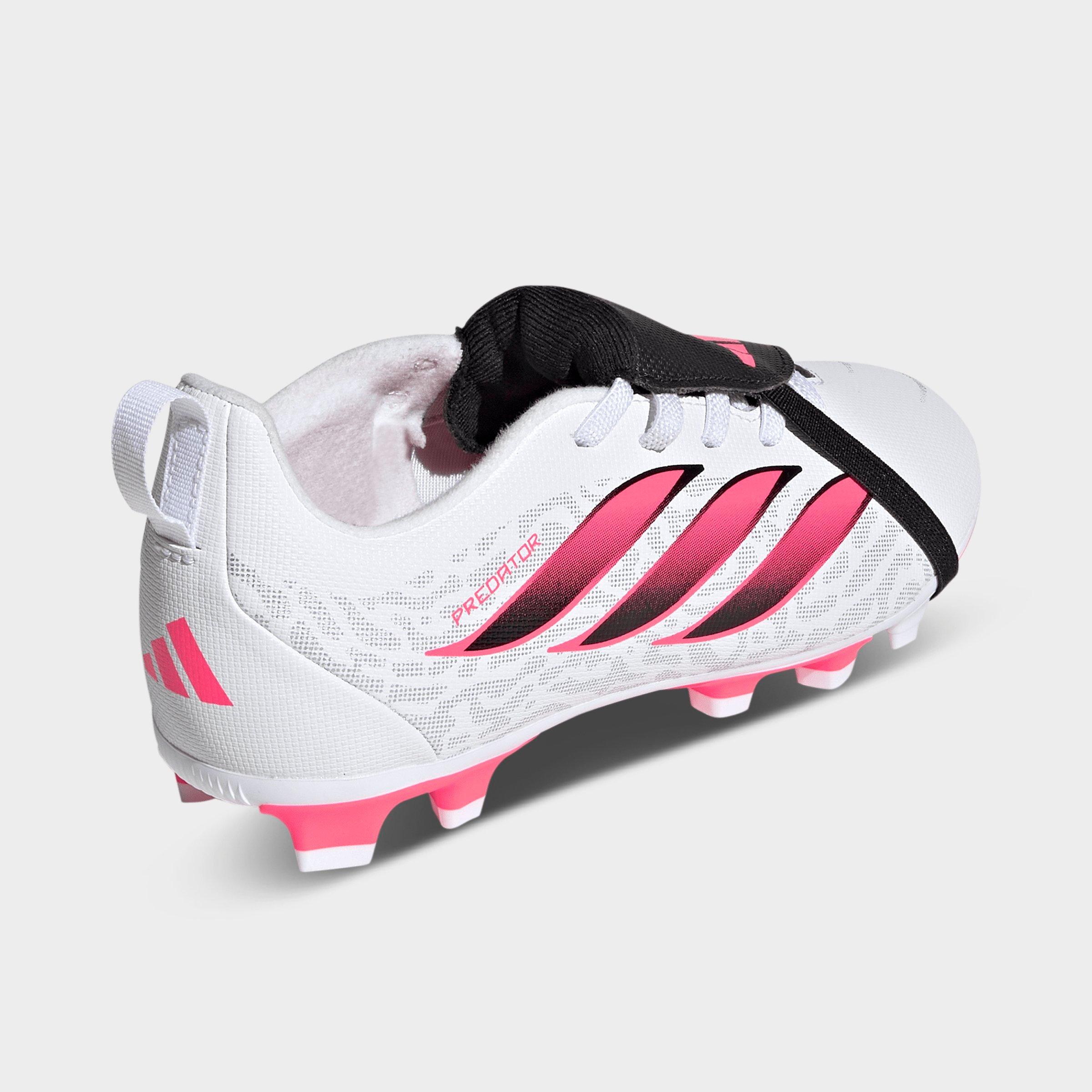 Big Kids' adidas Predator Club Fold Over Tongue Firm Ground and Multi Ground Soccer Cleats - White/Solar Turbo/Black (IH2097-100) - Back view