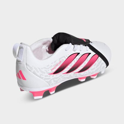 Big Kids' adidas Predator Club Fold Over Tongue Firm Ground and Multi Ground Soccer Cleats - White/Solar Turbo/Black (IH2097-100) - Back view