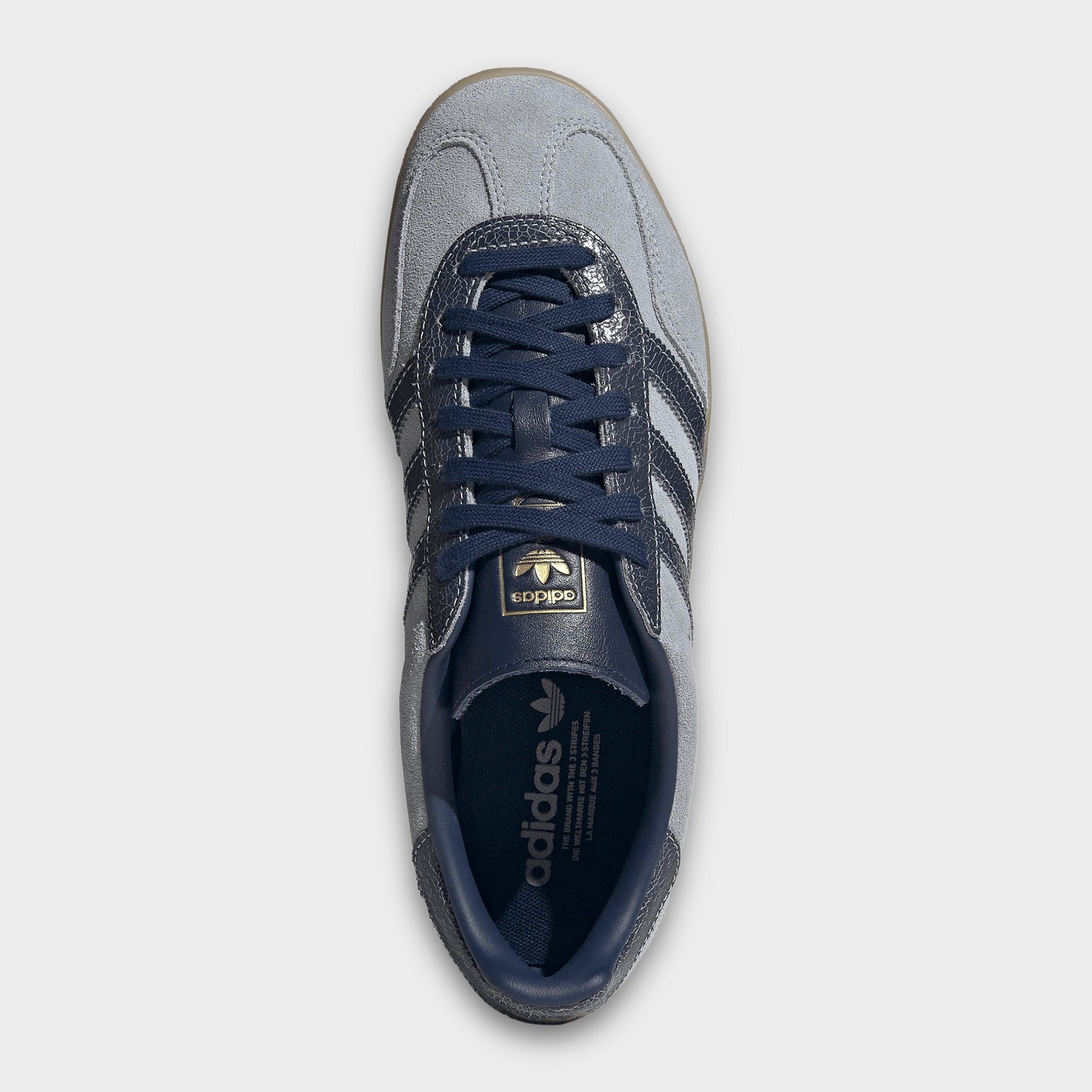 Men's adidas Originals Gazelle Indoor Casual Shoes - Halo Silver/Night Indigo/Gum - Top view