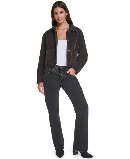 Levi's Women's Cropped Faux-Suede Chore Jacket - Graphite