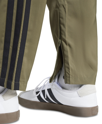 adidas Men's Stanford Essential Three-Stripes Open Hem Track Pants - Olive/blk