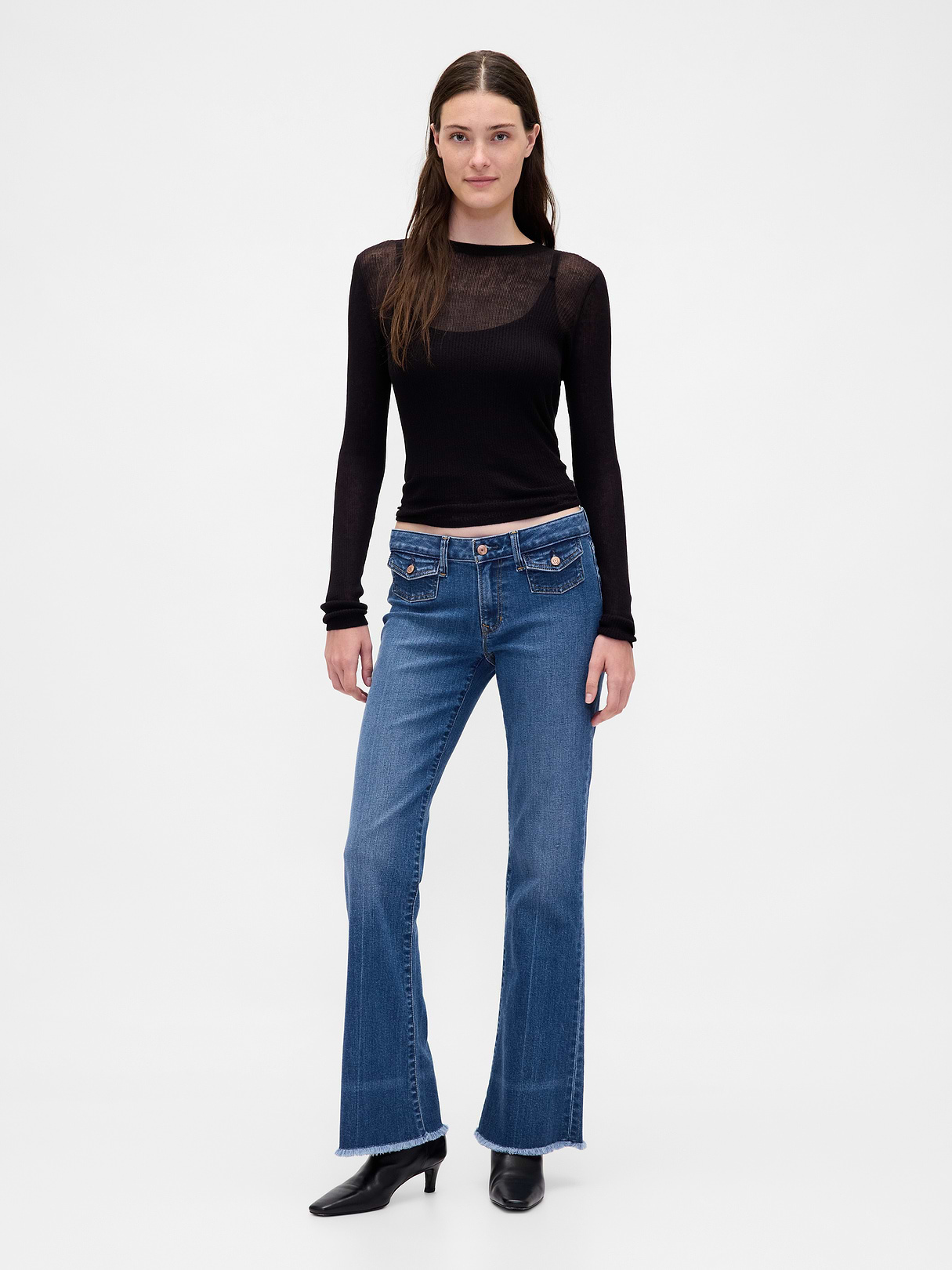 Low Rise Long & Lean Split-Hem Jeans - Medium indigo