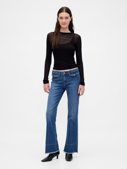 Low Rise Long & Lean Split-Hem Jeans - Medium indigo