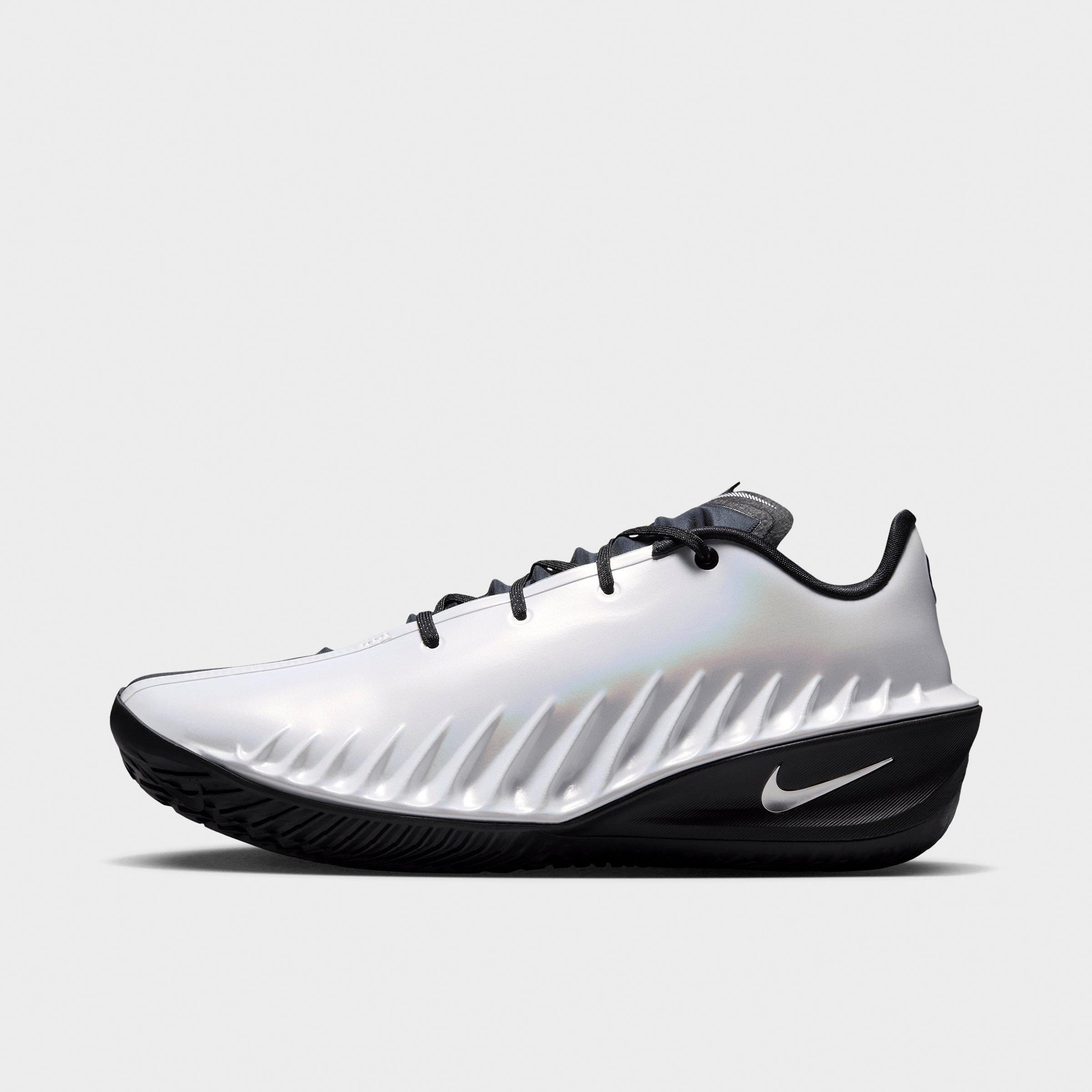 Men's Nithtke G.T. Cut 4 Basketball Shoes - White/Black/Metallic Silver - Left shoe facing left. Outside of the shoe.
