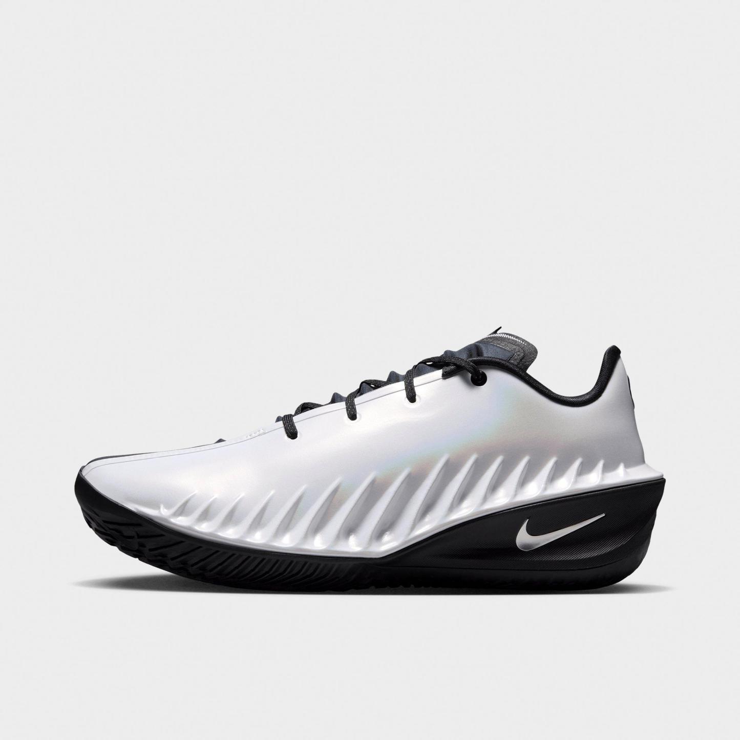 Men's Nithtke G.T. Cut 4 Basketball Shoes - White/Black/Metallic Silver - Left shoe facing left. Outside of the shoe.