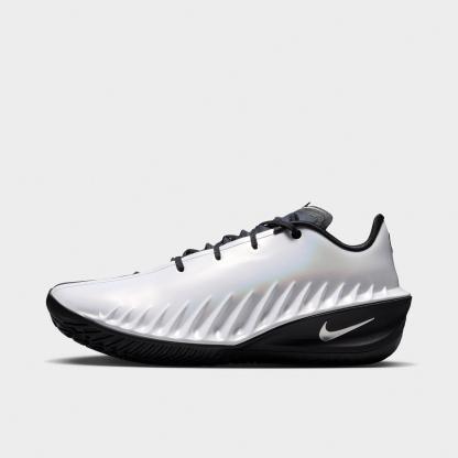 Men's Nithtke G.T. Cut 4 Basketball Shoes - White/Black/Metallic Silver - Left shoe facing left. Outside of the shoe.