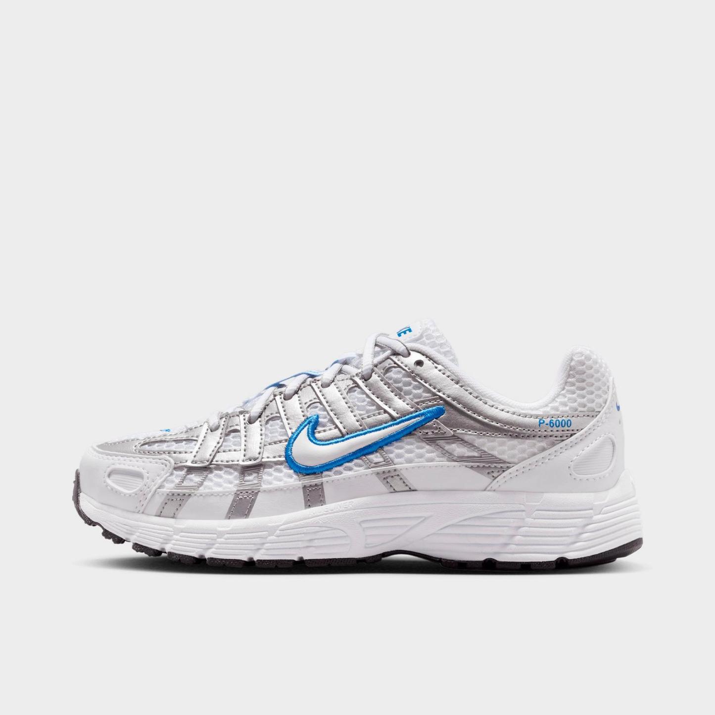 Big Kids' Nike P-6000 Casual Shoes - White/Blue Crystal/Metallic Silver/White