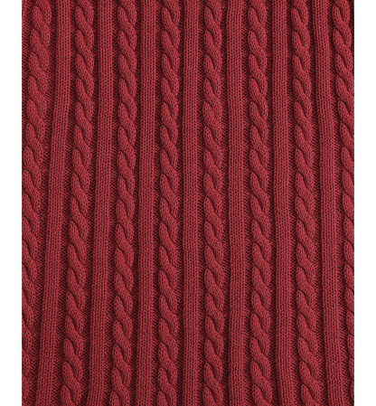 Tommy Hilfiger Solid Cotton Cable Knit Throw, 70" x 50" - Dark Red