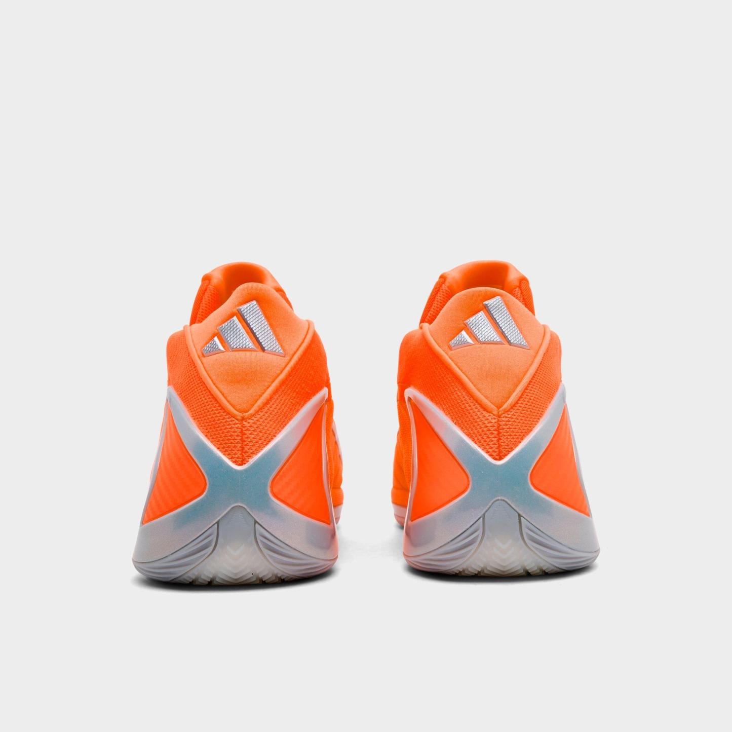 Men's adidas Anthony Edwards 2 Basketball Shoes - Lucid Orange/Silver Metallic/Grey - Back view