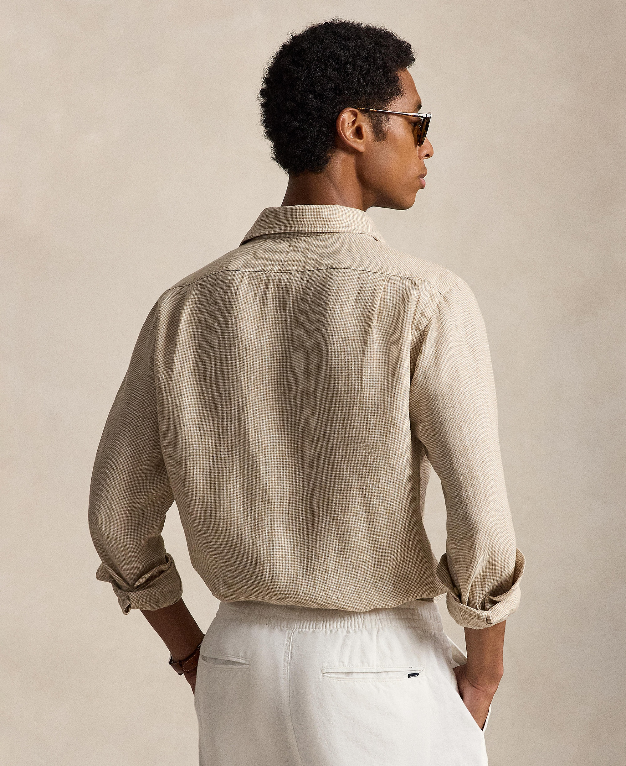 Polo Ralph Lauren Men's Classic-Fit Linen Shirt - Coastal Beige/White