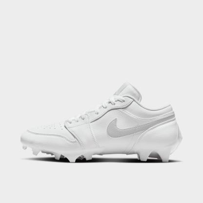 Men's Jordan 1 Low TD Football Cleats - White/White/Grey Fog - view 1