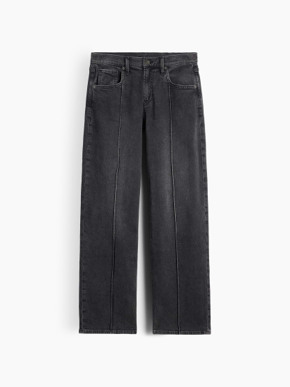 Low Rise Lace-Up '90s Loose Jeans - Black