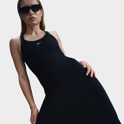 Women's Nike Sportswear Chill Knit Mini-Rib Tank Dress - Black/Sail