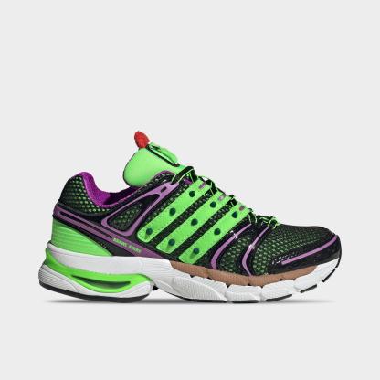 Girls' Big Kids' adidas x Liberty London Adistar Control 5 Casual Shoes - Core Black/Solar Green/Rich Green - Left shoe facing left. Outside of the shoe.