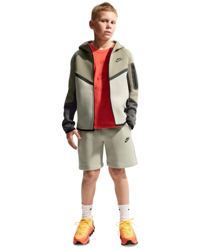 Nike Boys' and Girls' 7-20 Sportswear Tech Fleece Full-Zip Hoodie - Silver Sage/Spruce Fog/Medium Ash/Black