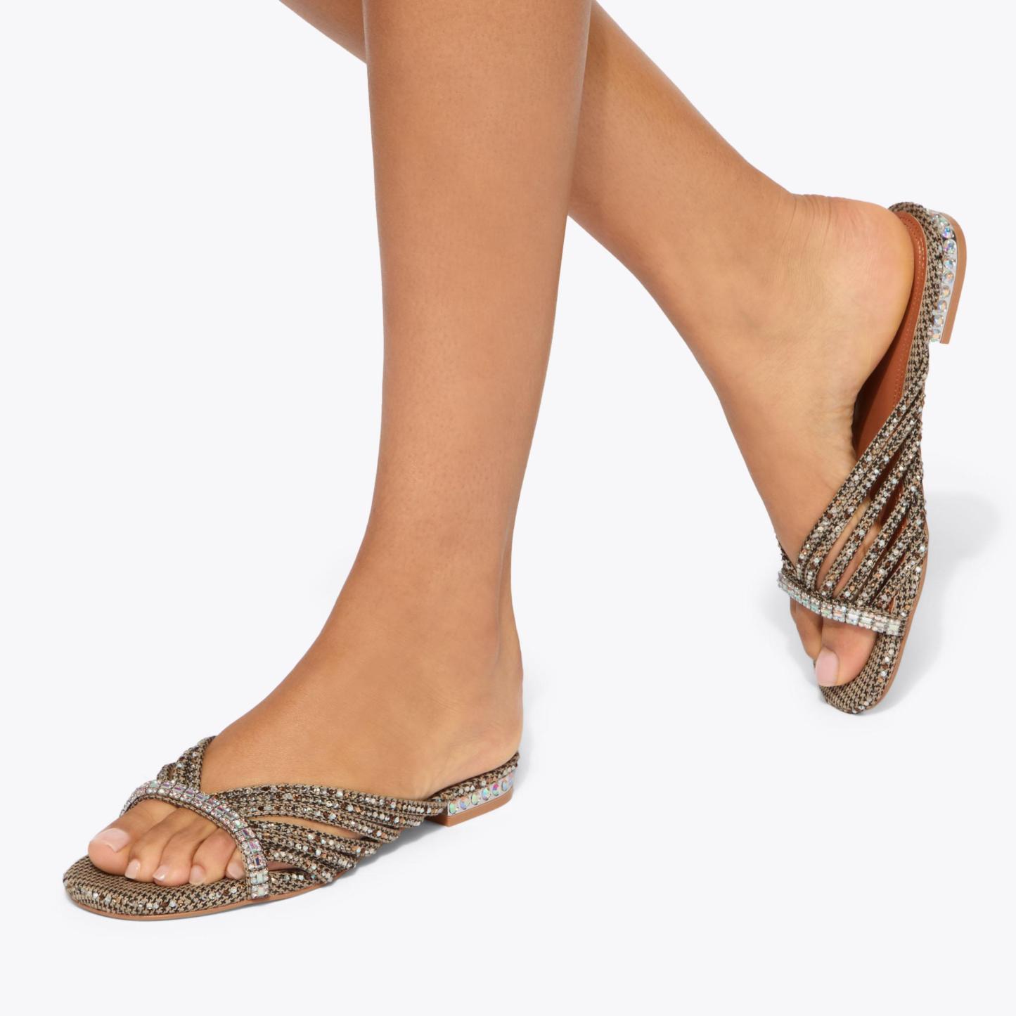 Kurt Geiger London Crystal Strap Flat Mule - Beige - view 2