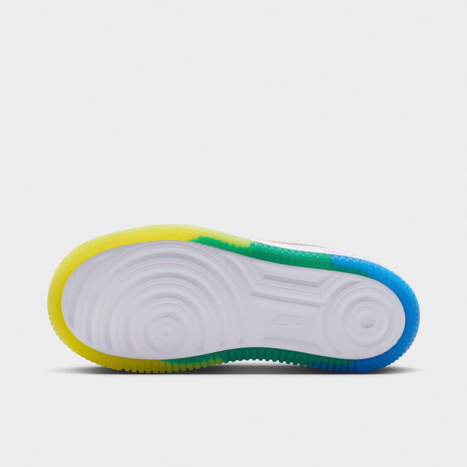 Little Kids' Nike Force 1 Low Casual Shoes - White/Soar/Sonic Yellow/Metallic Gold