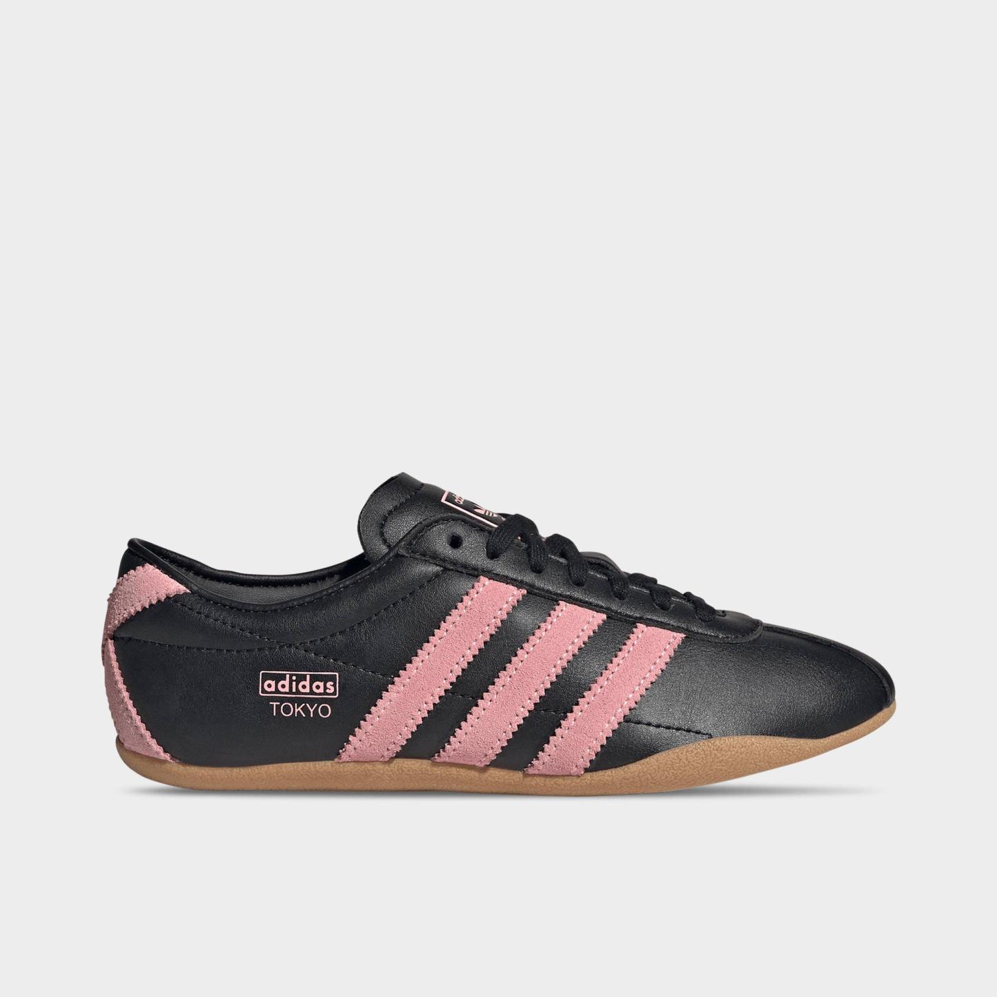 Big Kids' adidas Originals Tokyo Casual Shoes - Core Black/Glow Pink/Gum - Left shoe facing left. Outside of the shoe.