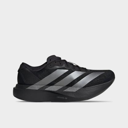 Women's adidas Adizero EVO SL Running Shoes - Part 1 - Core Black/Iron Metallic/Core Black - Left shoe facing left. Outside of the shoe.