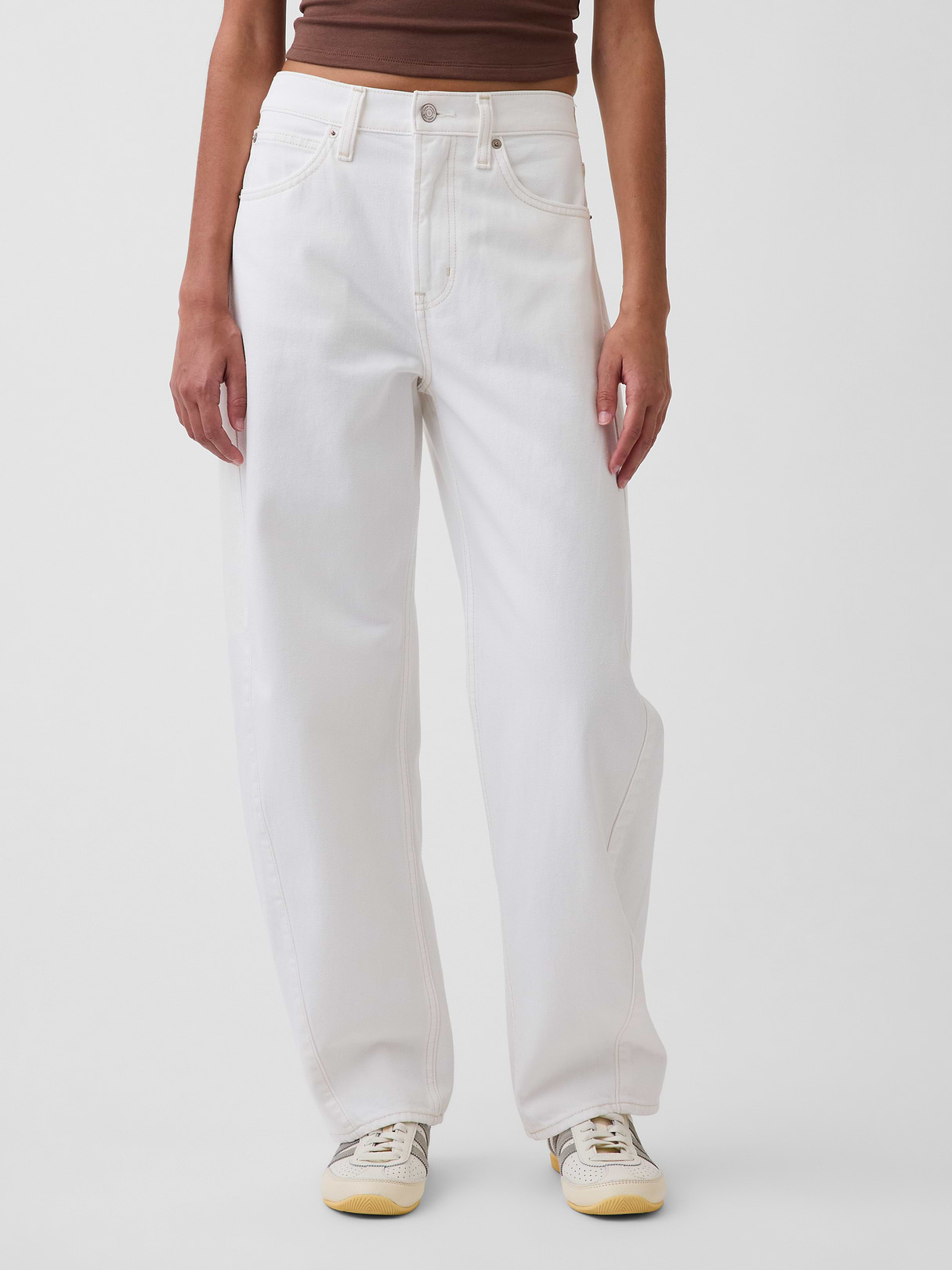 High Rise Barrel Jeans - Optic white