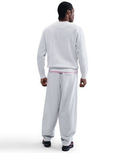 Nike Men's Club Fleece Crewneck Logo Sweatshirt - Birch Heather/White