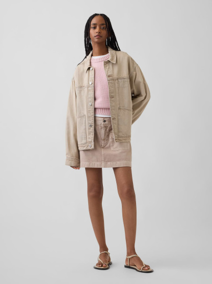 100% Cotton Oversized Crop Sweater - Primitive pink