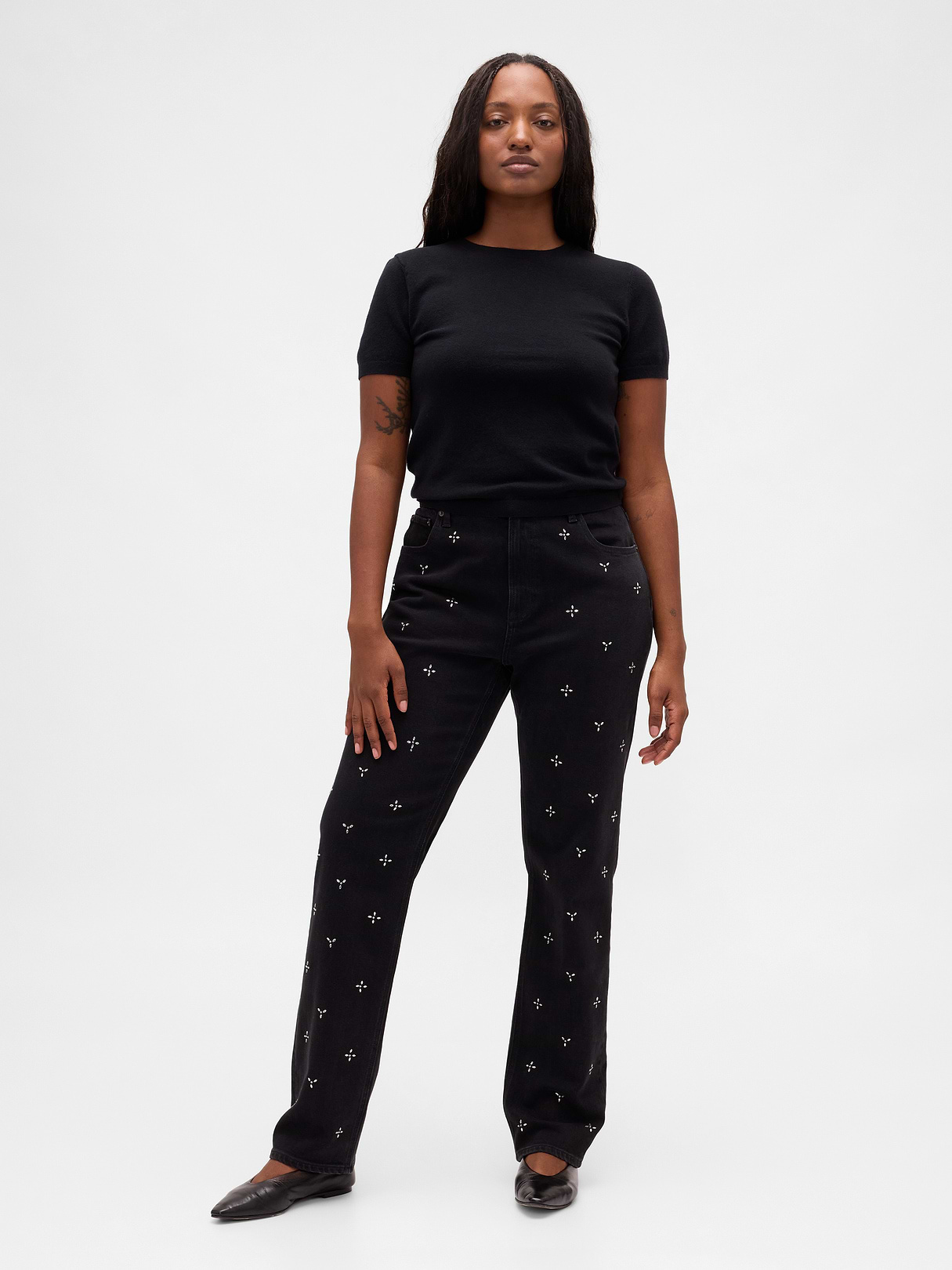 High Rise '90s Slim Straight Jeans - Poetic black