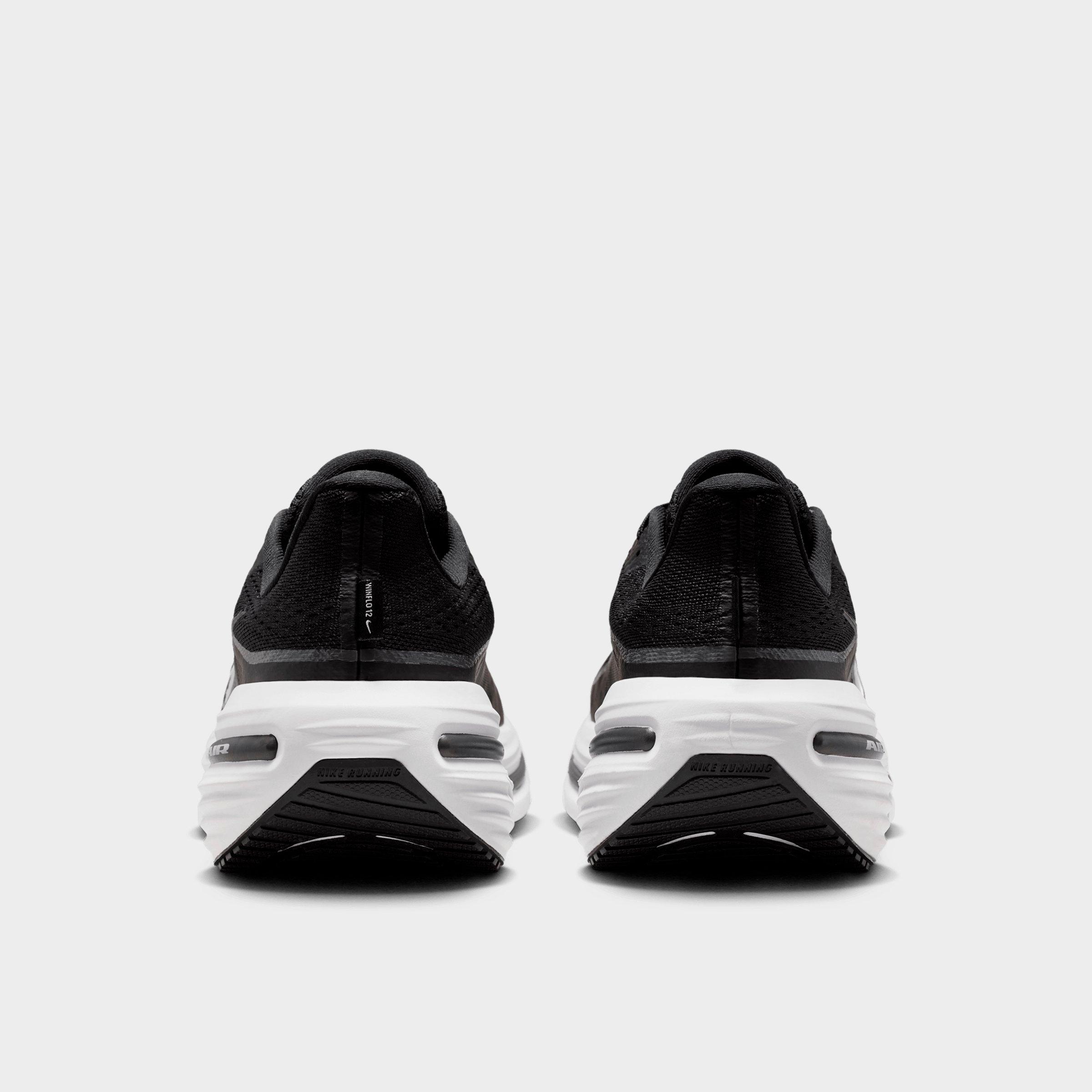 Men's Nithtke Air Winflo 12 Road Running Shoes - Black/Dark Smoke Grey/White - Back view