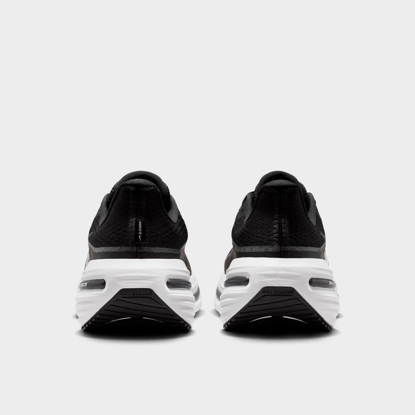 Men's Nithtke Air Winflo 12 Road Running Shoes - Black/Dark Smoke Grey/White - Back view