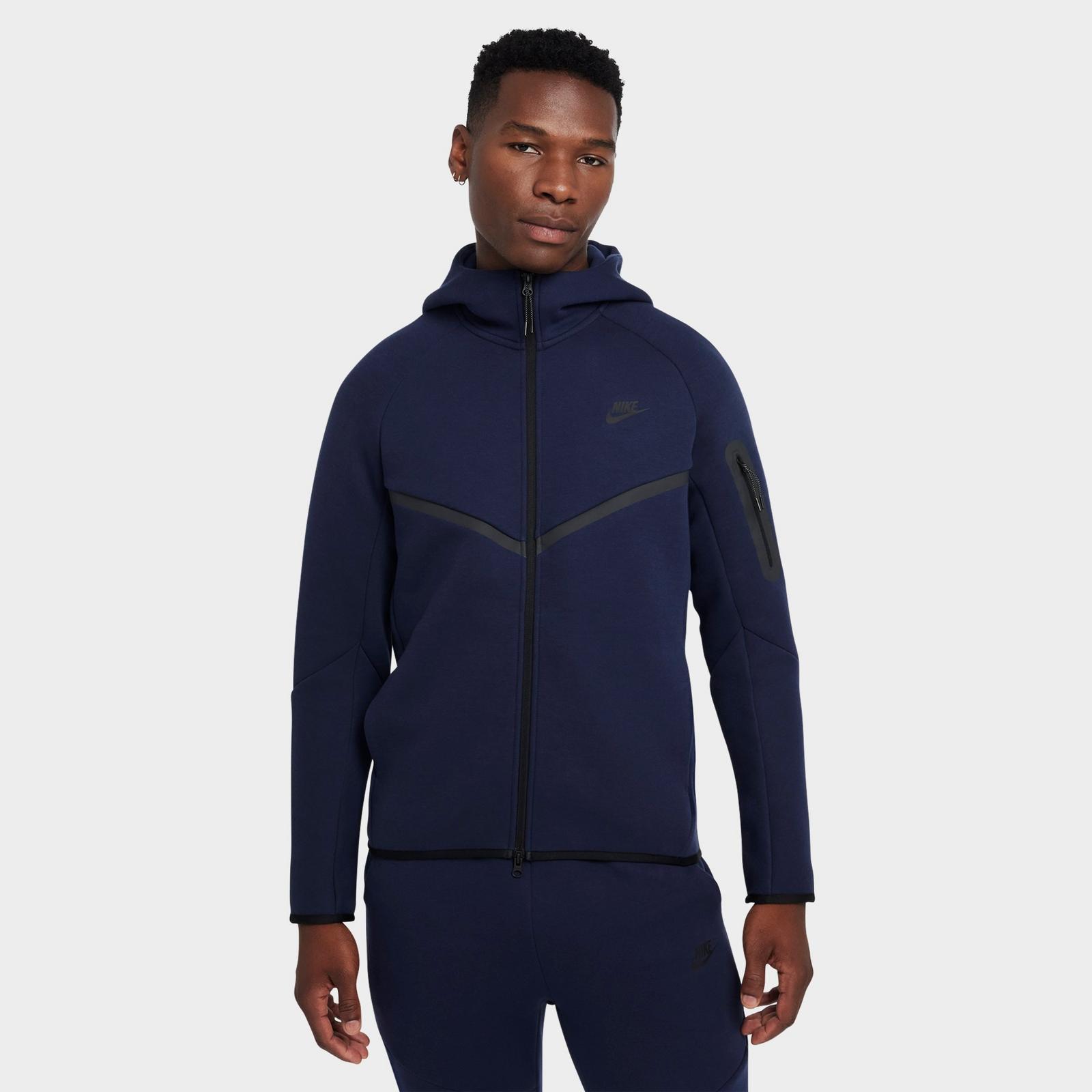 Men's Nike Tech Fleece Windrunner Full-Zip Hoodie - Obsidian/Black (HV0949-451)