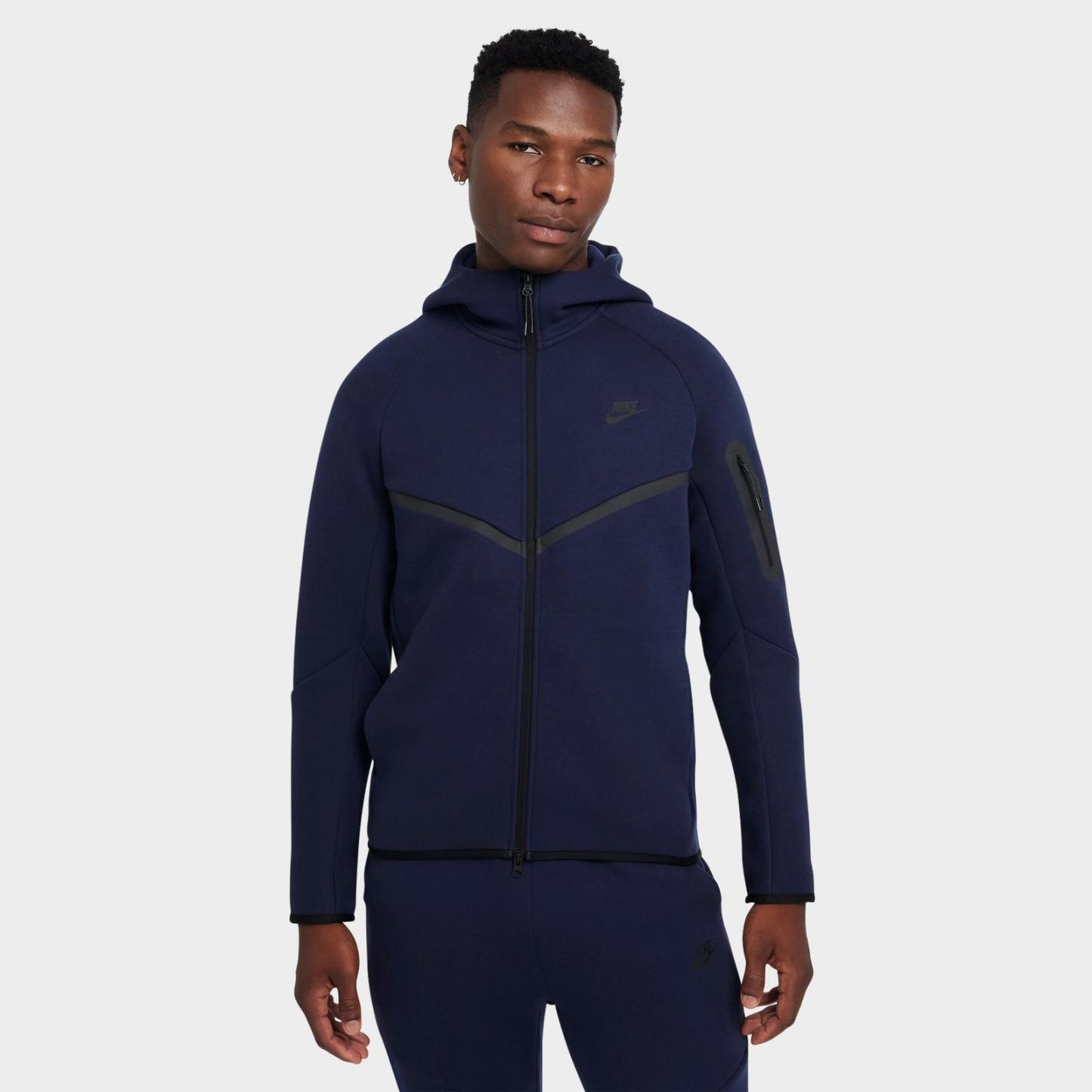 Men's Nike Tech Fleece Windrunner Full-Zip Hoodie - Obsidian/Black (HV0949-451)