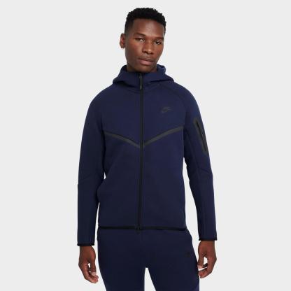 Men's Nike Tech Fleece Windrunner Full-Zip Hoodie - Obsidian/Black (HV0949-451)