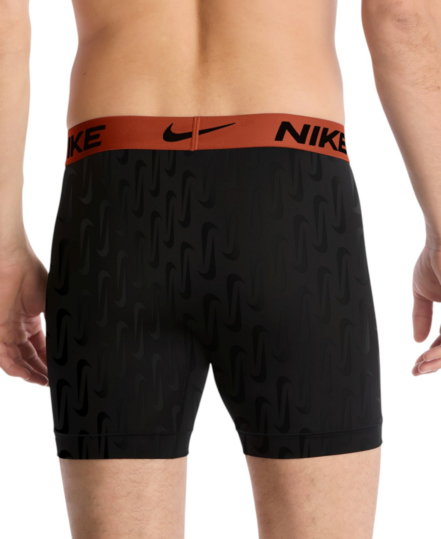 Nike Men's DRI-FIT Essential Micro Boxer Briefs, 3-Pack - Black Swoosh Link Print/Picante Red/Pure Platinum